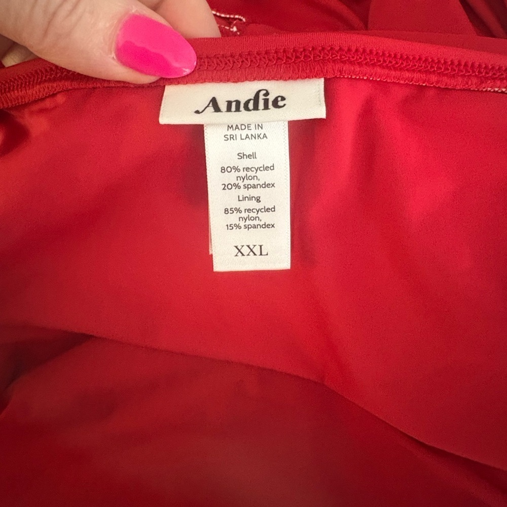 Andie Women's Tulum Crossback One Piece Swimsuit Cherry Red XXL 2X - Picture 5 of 8